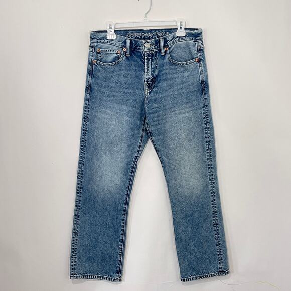 American Eagle Jeans Mens 32x30 Light Blue Wash Bootcut Stretch Baggy Y2K - Picture 1 of 9